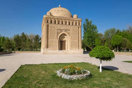 The Samanid Mausoleum in Bukhara, Uzbekistan. The mausoleum is considered one of the iconic examples of early Islamic architectureの写真素材