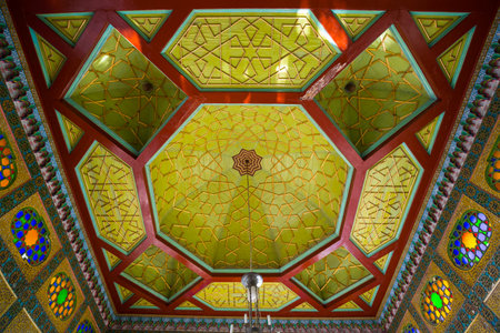 Interior of Sitorai Mokhi-Khosa also known as the "Palace Like the Stars and the Moon", a country residence of the Emir of Bukhara, Uzbekistanの写真素材