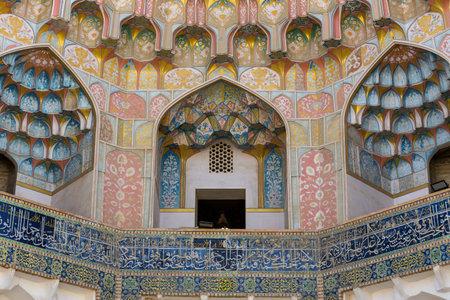 The Abdulaziz-Khan Madrasah is an ancient madrassah in Bukhara, Uzbekistanの写真素材