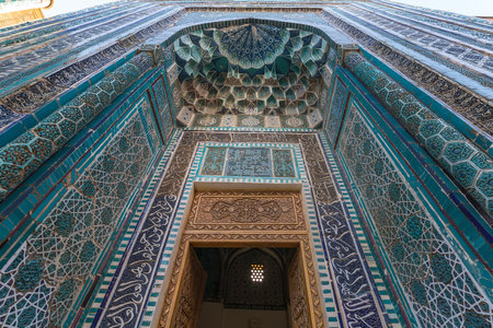 Mausoleums of Shah-i-Zinda (meaning "The Living King"), a necropolis in Samarkand, Uzbekistan.の写真素材