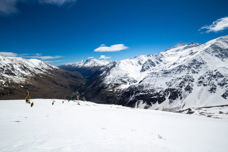Cable car on the mount Cheget in the Caucasus, Kabardino-Balkaria, Russia