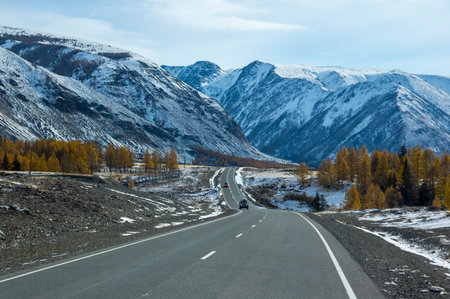 View of Altay mountains in the autumn, Siberia, Russiaの写真素材