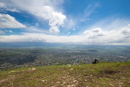 Panoramic view of Pyatigorsk, a spa city in Stavropol Krai, in the North Caucasus region of Russiaの写真素材