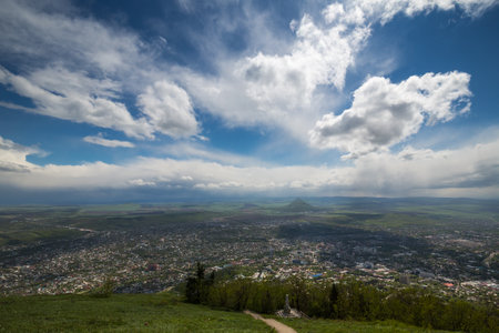 Panoramic view of Pyatigorsk, a spa city in Stavropol Krai, in the North Caucasus region of Russiaの写真素材