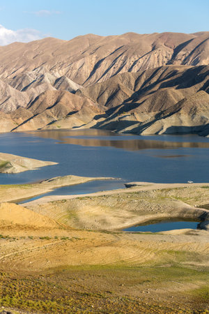 Panoramic view of the Azat reservoir in the Ararat region, Armenia