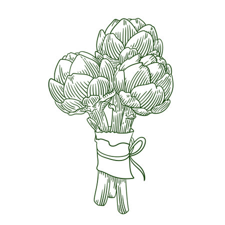 Hand drawn artichoke engraving style illustration.のイラスト素材