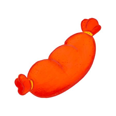 Illustration of a red sausage on a white background, isolate.のイラスト素材
