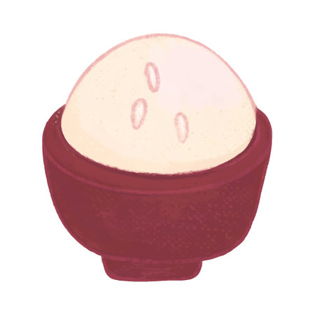 Illustration of Thai dessert, sticky rice in a red bowl. bowl of riceのイラスト素材
