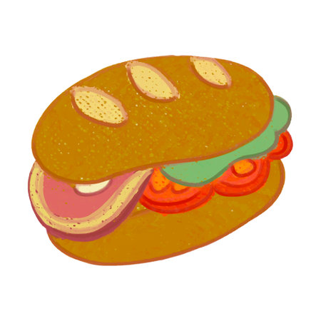 Illustration of a sandwich on a white background. Vector illustration.のイラスト素材
