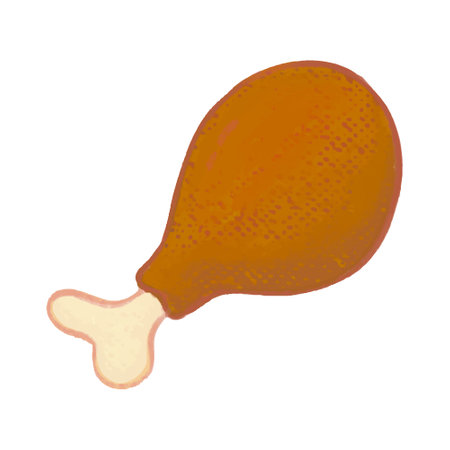 Fried chicken drumstick isolated on white background. Vector illustration.のイラスト素材