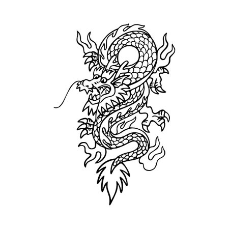 Dragon tattoo. Vector illustration isolated on white background. Tattoo art.のイラスト素材