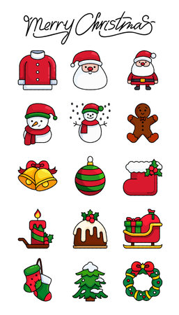 Christmas and New Year icon set. Vector illustration of a set of Christmas elements.のイラスト素材