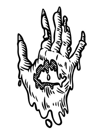 Zombie hand. Halloween vector illustration. Hand drawn zombie hand.のイラスト素材