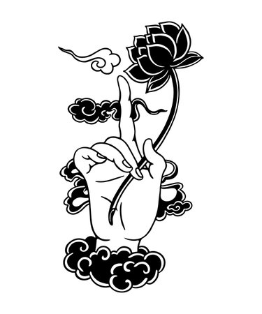 Buddha hand holding a Lotusのイラスト素材