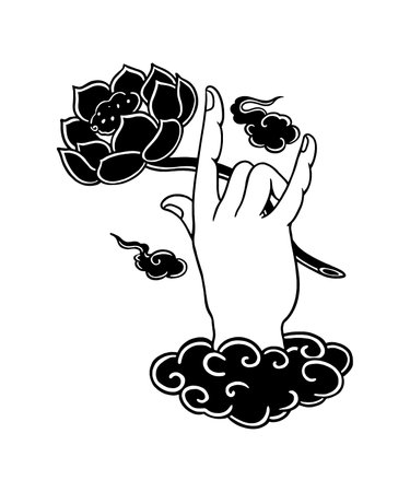 Buddha hand holding a Lotusのイラスト素材