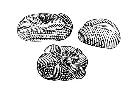 Hand drawn sketch of bread. Vector illustration. Engraved style.のイラスト素材
