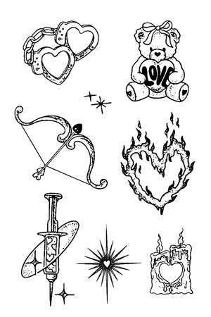 Vector set of hand drawn Valentines day doodle elements.のイラスト素材