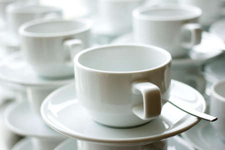 white coffee cupsの写真素材