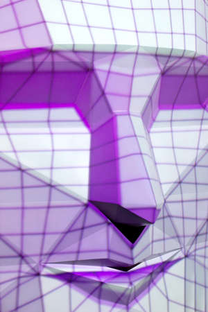 purple striped graphic on faceの写真素材