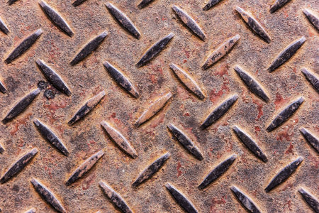 old rust metal diamond plate in brown color, background and texture