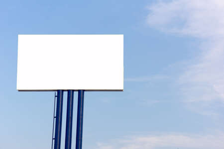 blank billboard for new advertisement against blue skyの写真素材