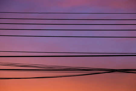 cable against twilight sky backgroundの写真素材