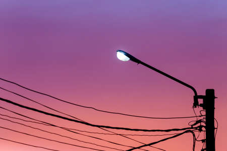Street light against twilight sky backgroundの写真素材