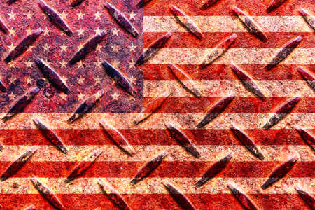american flag on the old metal plateの写真素材