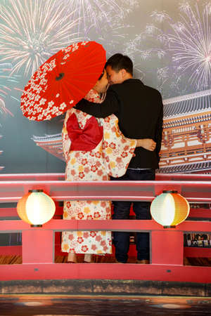 Couple exploring the world together.の写真素材
