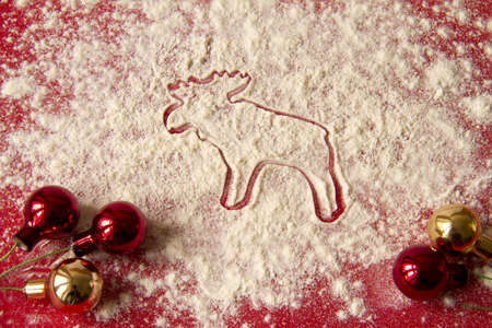 Christmas decoration - moose and red decorationsの写真素材