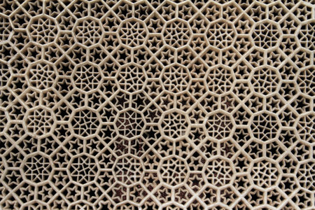 Texture or background of white geometric marble carvings - window in Fatekhpur Sikri