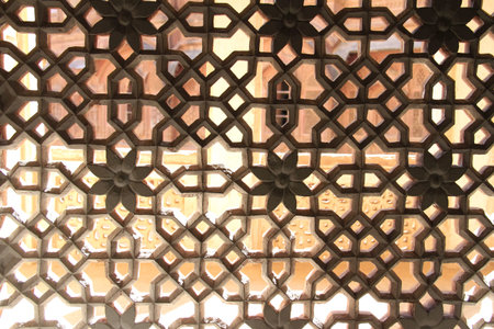 Beautiful carved marble window detail in India