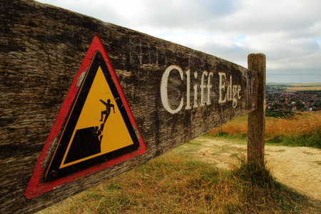 Cliff edge warning sign