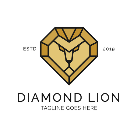 Lion head diamond Logo Design Inspiration, Vector illustrationのイラスト素材