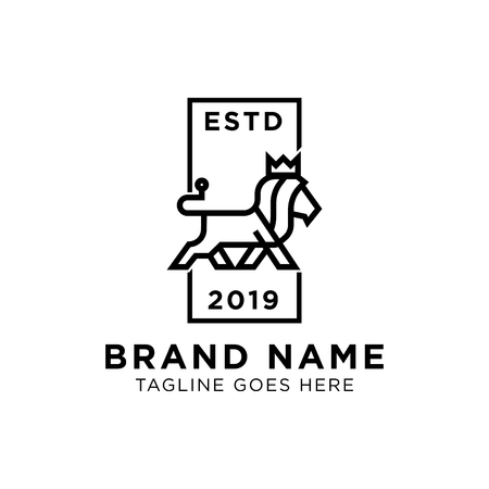 King Lion Logo concept. Creative Minimal design template. Symbol for Corporate Business Identity. Creative Vector elementのイラスト素材