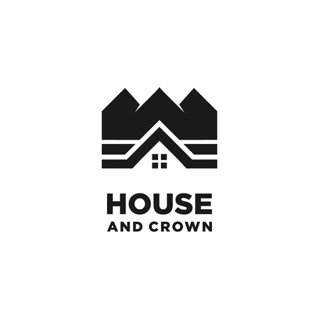 Elegant House and Crown Logo Design Inspirationのイラスト素材