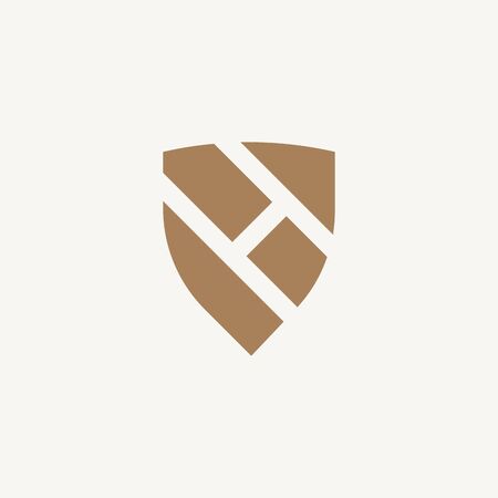 Letter H negative space shield logo design. Vector illustrationのイラスト素材