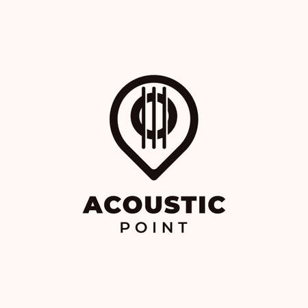 Creative Professional Trendy guitar with point Logo Design in Black and White Colorのイラスト素材