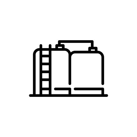 Oil storage filled line icon. linear style sign for mobile concept and web design. Outline vector icon. Symbol,  illustration. Vector graphicのイラスト素材