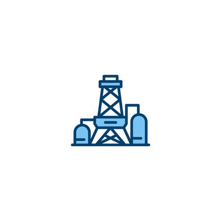 Drilling rig filled line icon. linear style sign for mobile concept and web design. Outline vector icon. Symbol,  illustration. Vector graphicのイラスト素材
