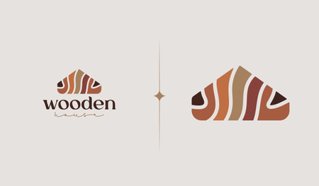 Wooden House Logo Template. Universal creative premium symbol. Vector illustration. Creative Minimal design template. Symbol for Corporate Business Identityのイラスト素材