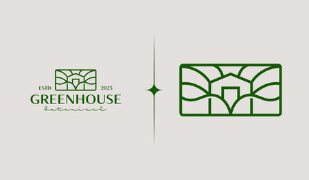 Green House Template. Universal creative premium symbol. Vector illustration. Creative Minimal design template. Symbol for Corporate Business Identityのイラスト素材