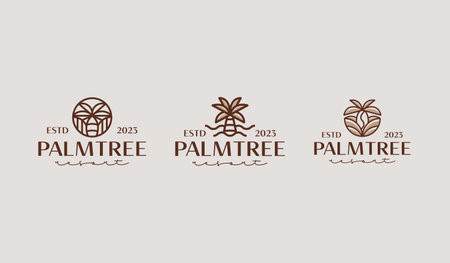 Palm Tree Logo Template. Universal creative premium symbol. Vector illustration. Creative Minimal design template. Symbol for Corporate Business Identityのイラスト素材