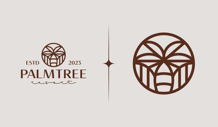 Palm Tree Logo Template. Universal creative premium symbol. Vector illustration. Creative Minimal design template. Symbol for Corporate Business Identityのイラスト素材