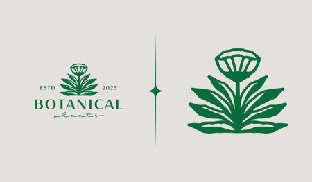 Leaf Flower Plant Logo Template. Universal creative premium symbol. Vector illustration. Creative Minimal design template. Symbol for Corporate Business Identityのイラスト素材