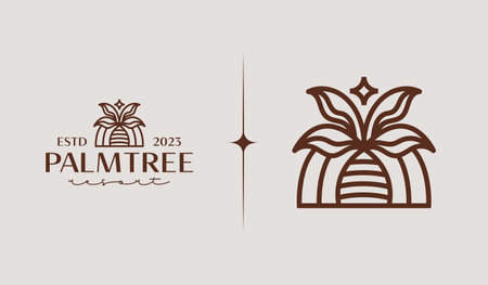 Palm Tree Logo Template. Universal creative premium symbol. Vector illustration. Creative Minimal design template. Symbol for Corporate Business Identityのイラスト素材