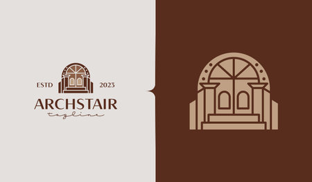 Minimal Linear Doors Staircases Logo Template. Universal creative premium symbol. Vector illustration. Creative Minimal design template. Symbol for Corporate Business Identityのイラスト素材