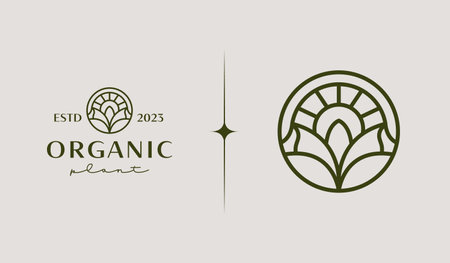 Leaf Flower Plant Logo Template. Universal creative premium symbol. Vector illustration. Creative Minimal design template. Symbol for Corporate Business Identityのイラスト素材