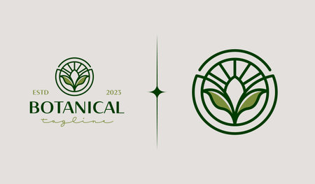 Leaf Flower Plant Logo Template. Universal creative premium symbol. Vector illustration. Creative Minimal design template. Symbol for Corporate Business Identityのイラスト素材