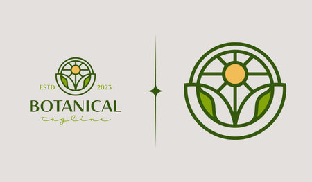 Leaf Flower Plant Logo Template. Universal creative premium symbol. Vector illustration. Creative Minimal design template. Symbol for Corporate Business Identityのイラスト素材